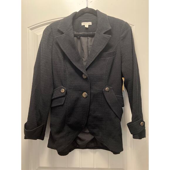 NWT Cold Water Creek Women’s Button Front Textured Riding‎ Jacket Size 12 Black - Picture 1 of 4
